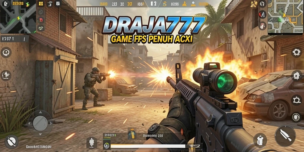 Screenshot DRAJA777 menunjukkan aksi tembak-menembak yang menegangkan.