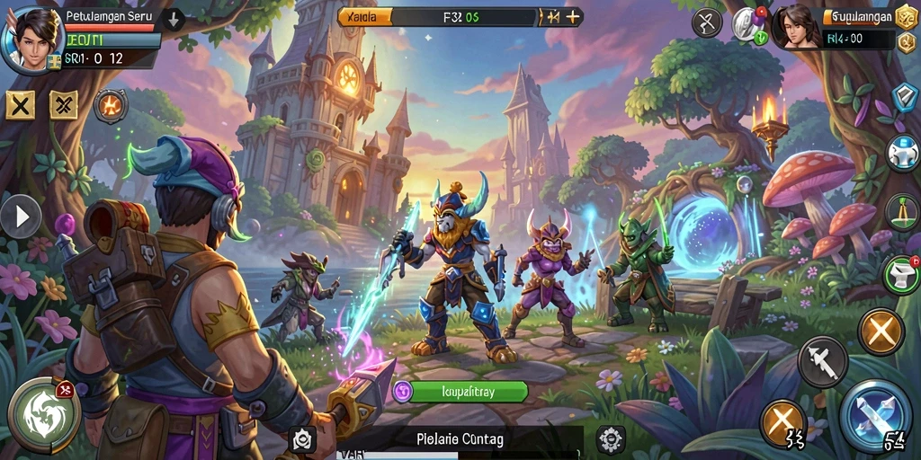 Tampilan gameplay F32 yang menakjubkan saat menjelajahi dunia petualangan.