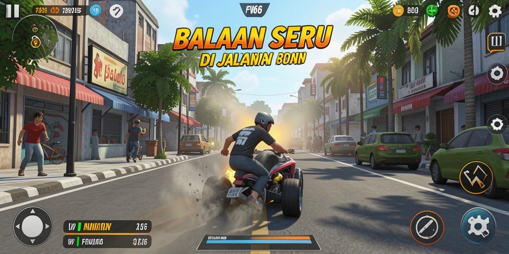 Screenshot dari gameplay balapan yang mendebarkan di FW66.