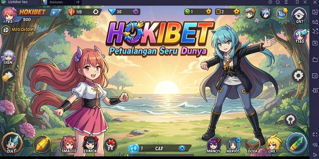 Screenshot HOKIBET menampilkan pertarungan epik dalam gaya anime.