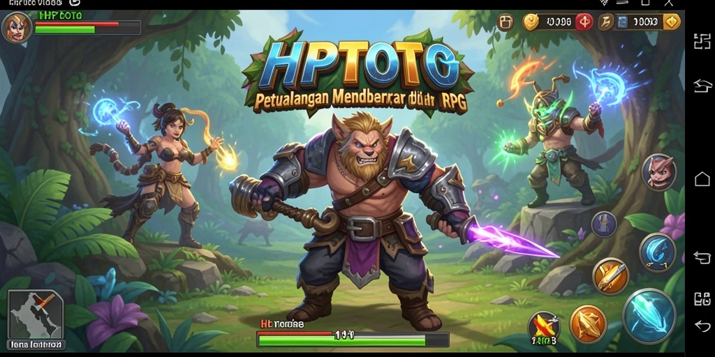 Tangkapan layar HPTOTO menampilkan pertarungan karakter di dunia fantasi.