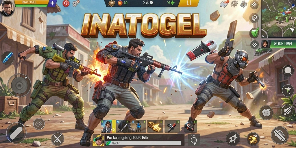 Tampilan seru gameplay <strong>INATOGEL</strong> dalam pertarungan Battle Royale.