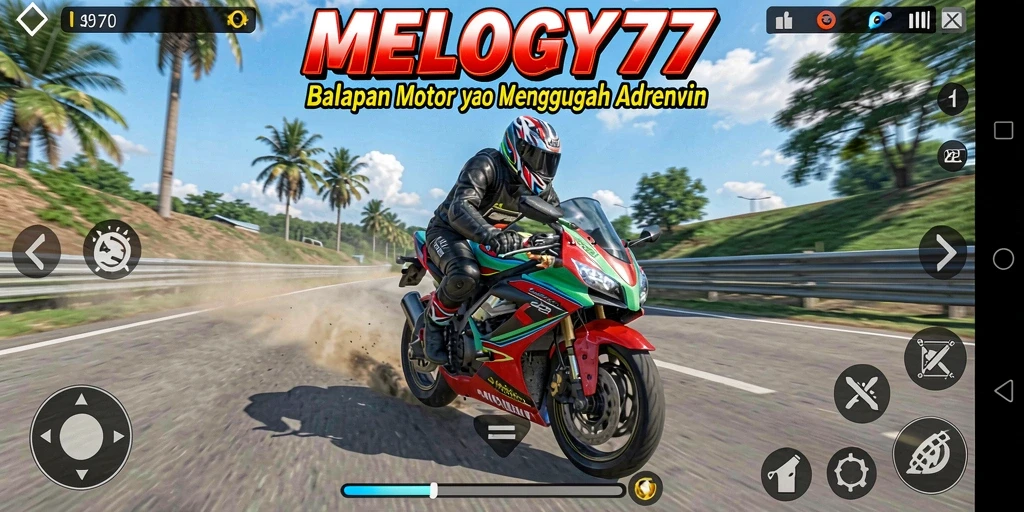 Gameplay balapan motor seru dalam MELODY77.