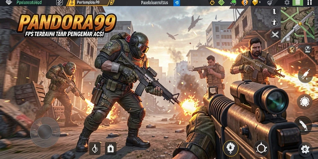 Tangkapan layar gameplay PANDORA99 menampilkan aksi pertempuran yang intens.