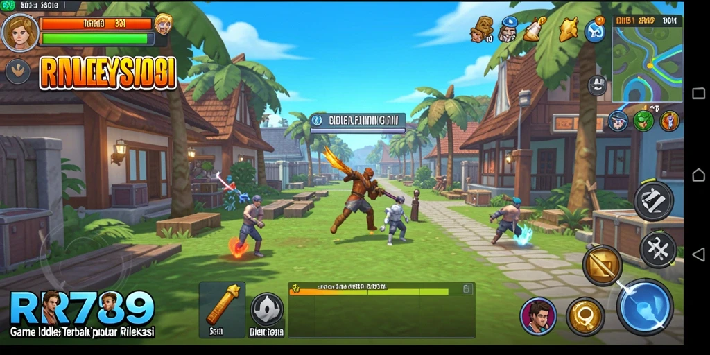 Screenshot gameplay yang menunjukkan pengumpulan sumber daya dalam RR789.