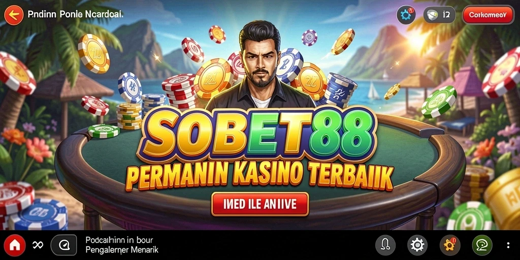 Tampilan gameplay menarik SOBET88 yang menghadirkan suasana kasino.