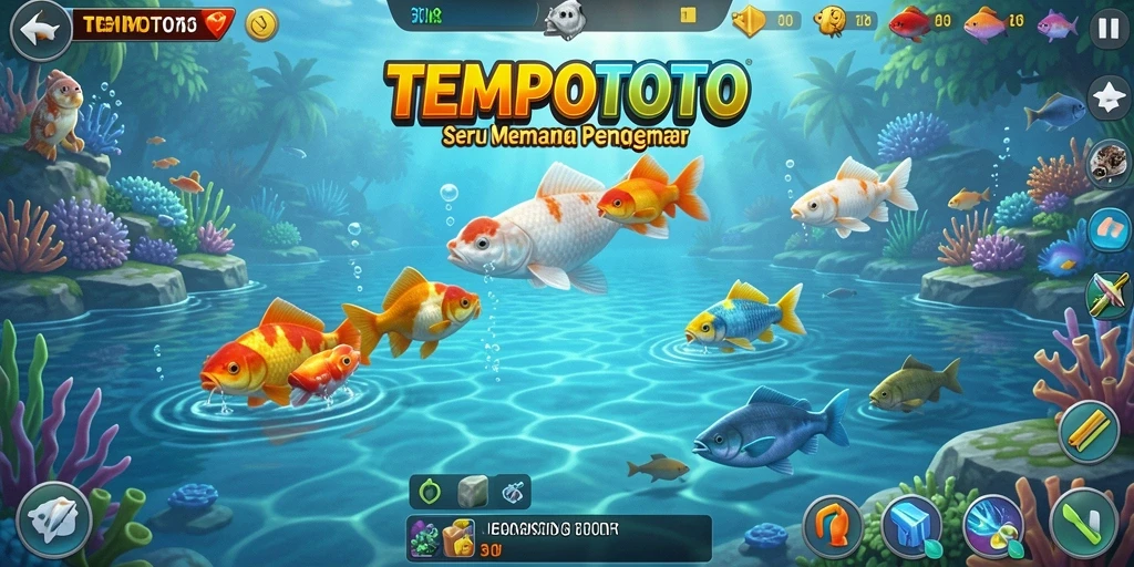 Gameplay memancing yang menenangkan dengan grafis indah di TEMPOTOTO.